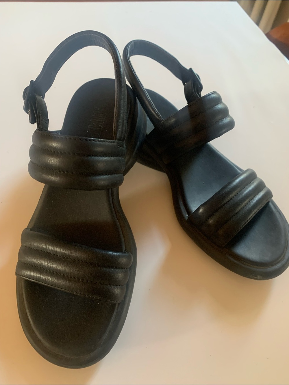 Camper Black Padded Double-Strap Slingback Sandals